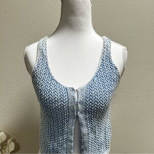 Hippie Rose Blue and White Knit Tank Top